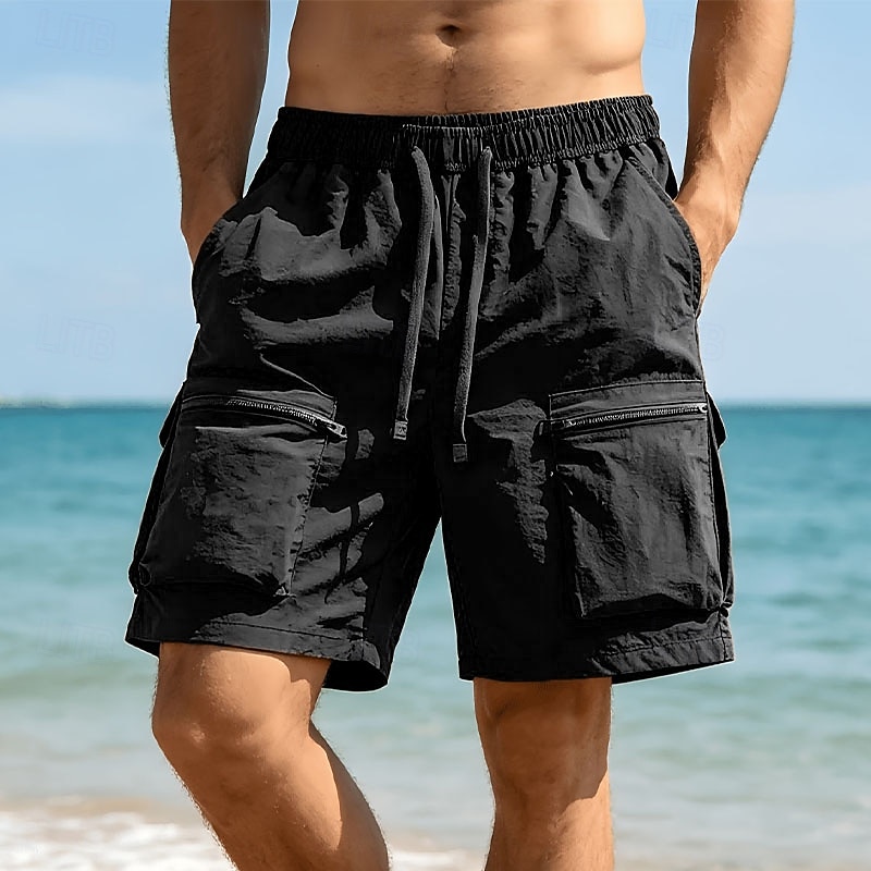 Herr Taktiska shorts Outdoor Shorts Beach Shorts Casual shorts Snörning Elastisk midja Flera fickor Ensfärgat Snabb tork Lättvikt Knelängd Ledigt Dagligen Streetwear Mode Klassisk Stil Svart Purpur 2026 - $25.99 –P1