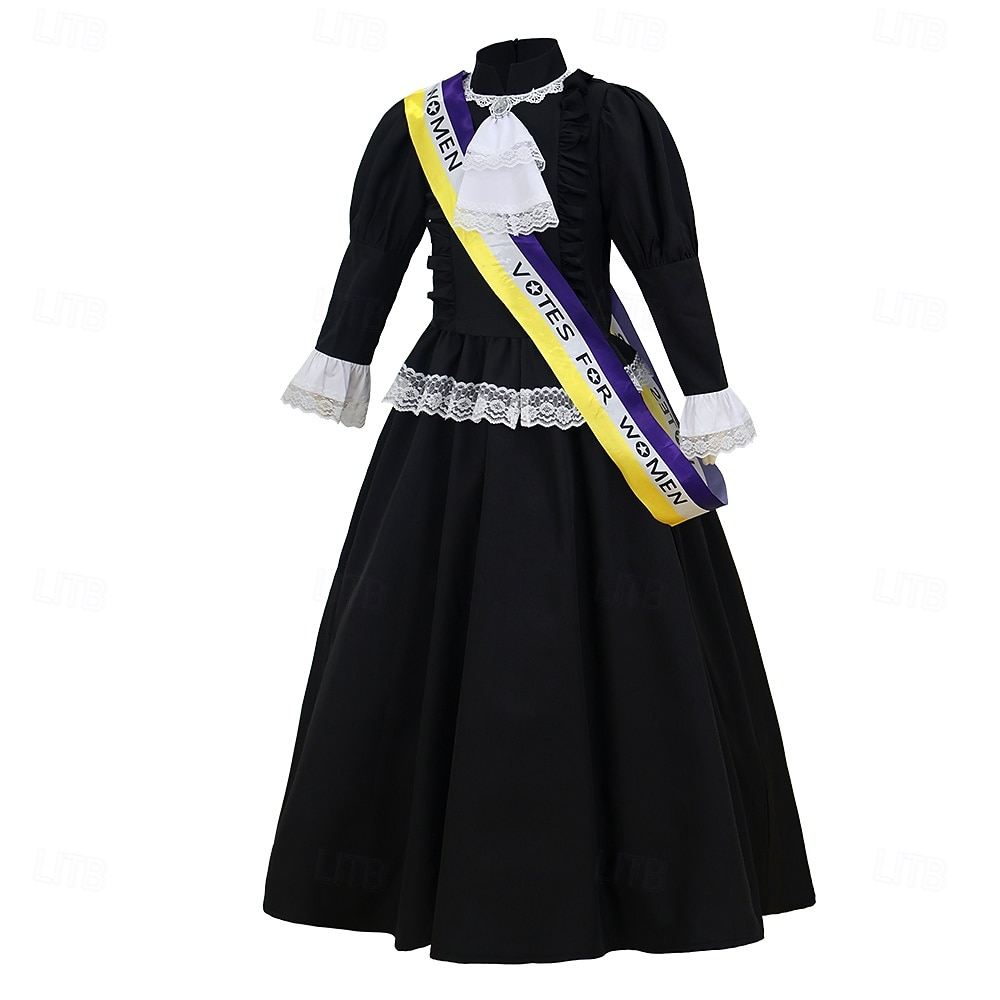 Victorian Medieval Renaissance Floor Length Dress Long Sleeves Princess Ball Gown Fancy Dress Girls' Halloween Carnival World Book Day Party Kid's Dress 2026 - $57.99 –P2