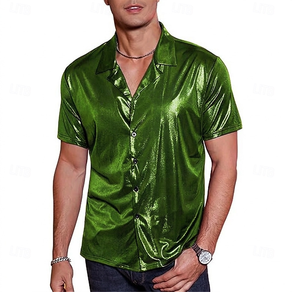 Retro Antiguo Años 70 Años 80 Camisas Disco Metálico Brillante Disfraz Hombre Disfraz de carnaval Víspera de Todos los Santos Carnaval Mardi Gras Discoteca Fiesta Rendimiento Adulto Camisas Primavera 2026 - $44.99 –P2