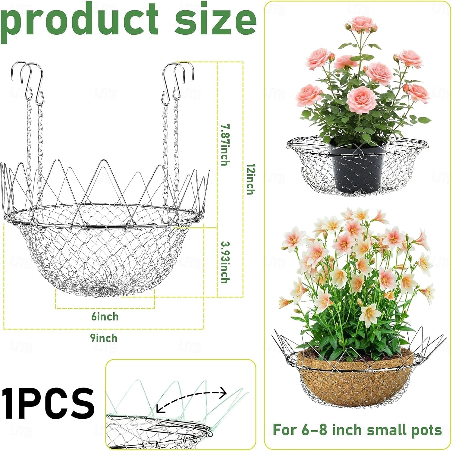 Suporte ajustável para vasos grandes, feito em aço inoxidável resistente à ferrugem, tamanho universal de 30 a 45 cm (12 a 18 polegadas), eleva as plantas para reduzir o uso de terra, ideal para de 2026 por $15.99 –P9
