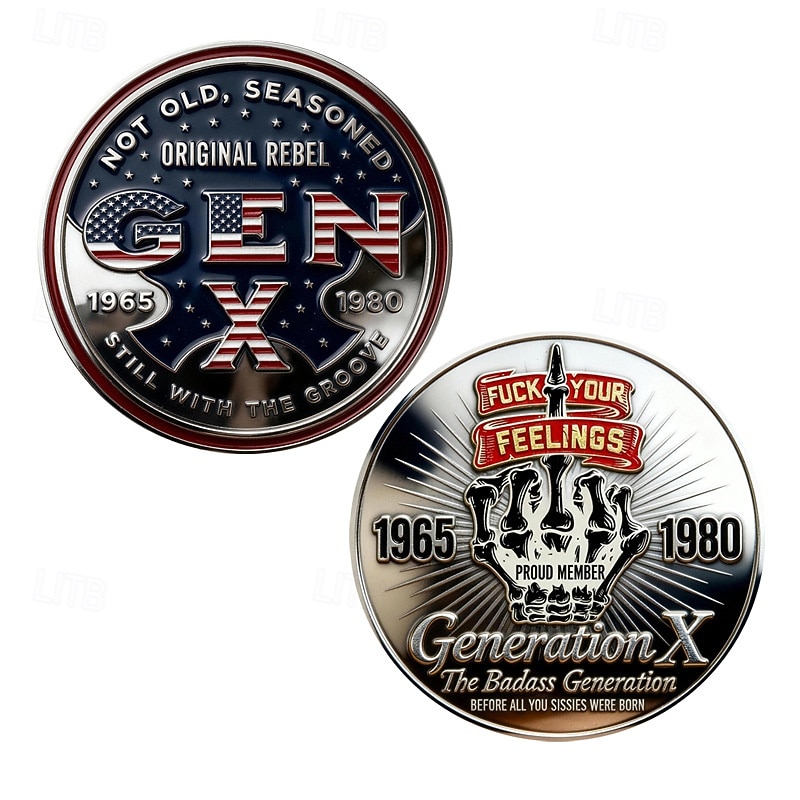 Generation X Challenge Coin 1965-1980 Proud Member Original Rebel, Badass Generation Collectible Metal Coin, Vintage Retro Gift for Men and Women 2026 - $19.99 –P1