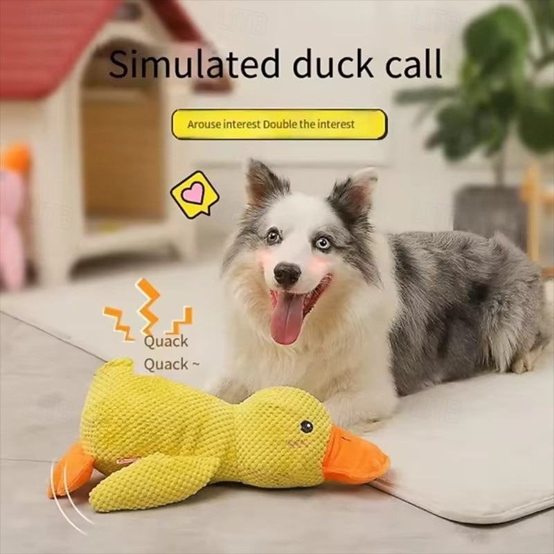 Dog sleeping with a dog hug duck toys to relieve boredom of little yellow duck pet interactive plush doll pet supplies 2026 - $15.49 –P3