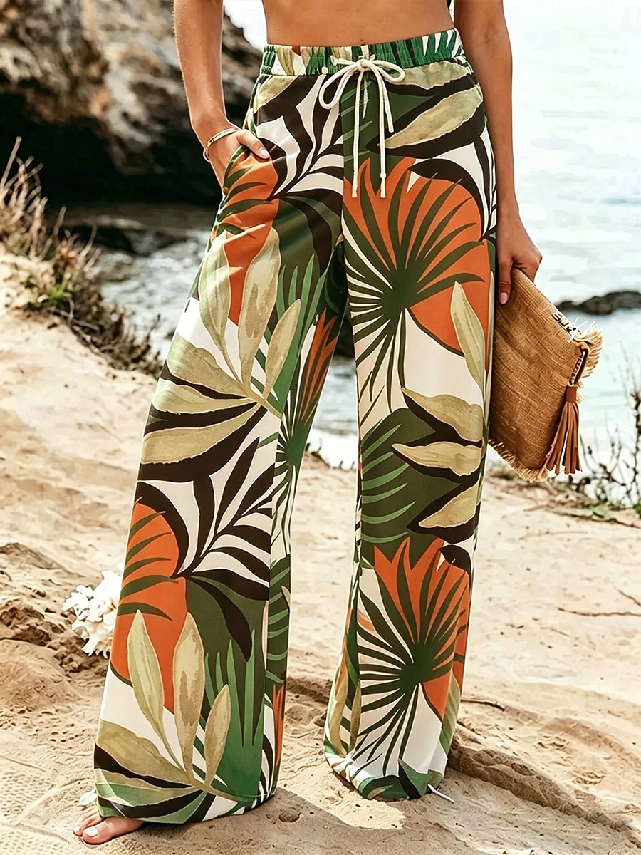 Mujer Perneras anchas Chinos Pantalones casuales Pantalones Vacaciones Moda Boho Longitud total Media cintura Plantas Bolsillo Cintura elástica Estampado Confortable Comodidad Transpirabilidad Rígido 2026 - $44.99 –P2