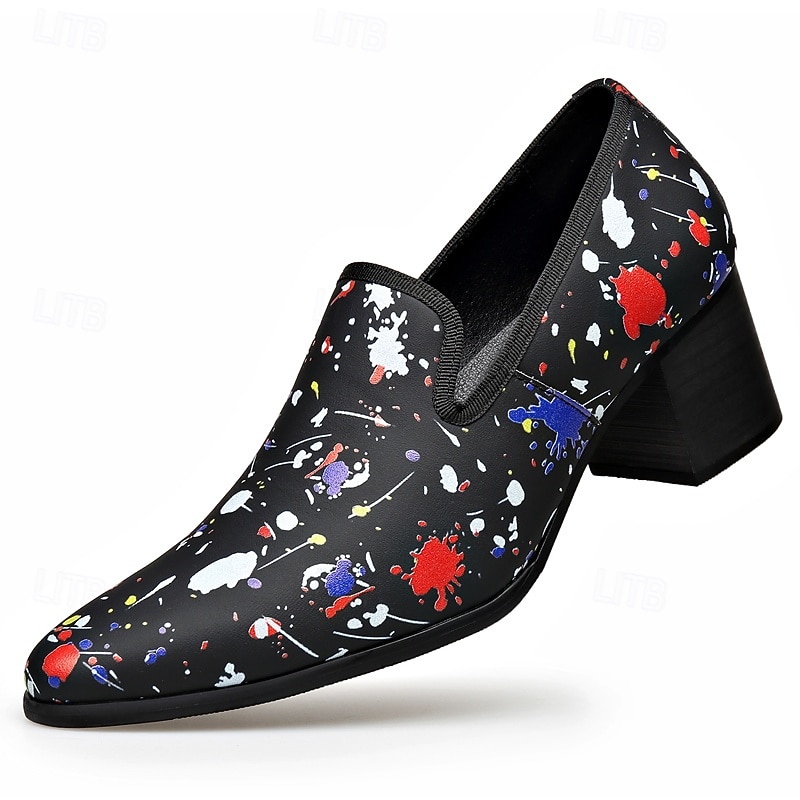 Scarpe eleganti da uomo slip-on con stampa astratta e punta affusolata, calzature di tendenza per uomini alla moda, ideali per feste, banchetti, balli di fine anno ed eventi serali di moda. del 2026 a $59.99 –P5