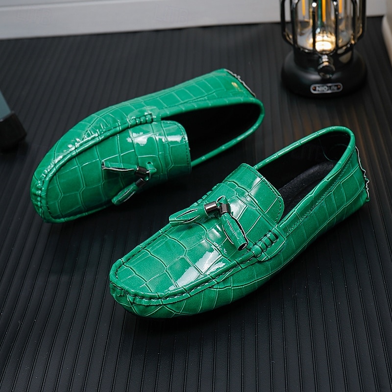 Rode heren loafers met krokodillenprint en kwastjes – elegante geklede schoenen, ademend leren instapmodel – geschikt voor kantoor, avondfeesten en speciale gelegenheden 2026 - $42.99 –P5
