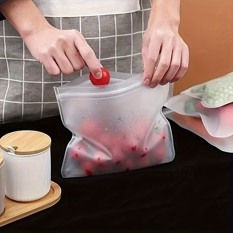 Lot de 8 sacs de conservation en silicone réutilisables, à fermeture automatique, parfaits pour les fruits, les légumes, les sandwichs et la viande – la solution idéale pour organiser votre de 2026 ? $14.99 –P6