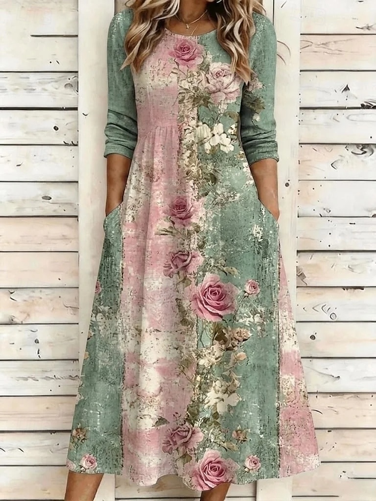 Femmes Robe Midi Robe fourreau Vacances Occasionnel Boho Quotidien Robe d'Été Robe de Printemps Coupe régulière Fleuri Graphique Manche Courte Col ras du cou Bleu Vert Claire Rose Claire Bleu de de 2026 ? $29.99 –P1