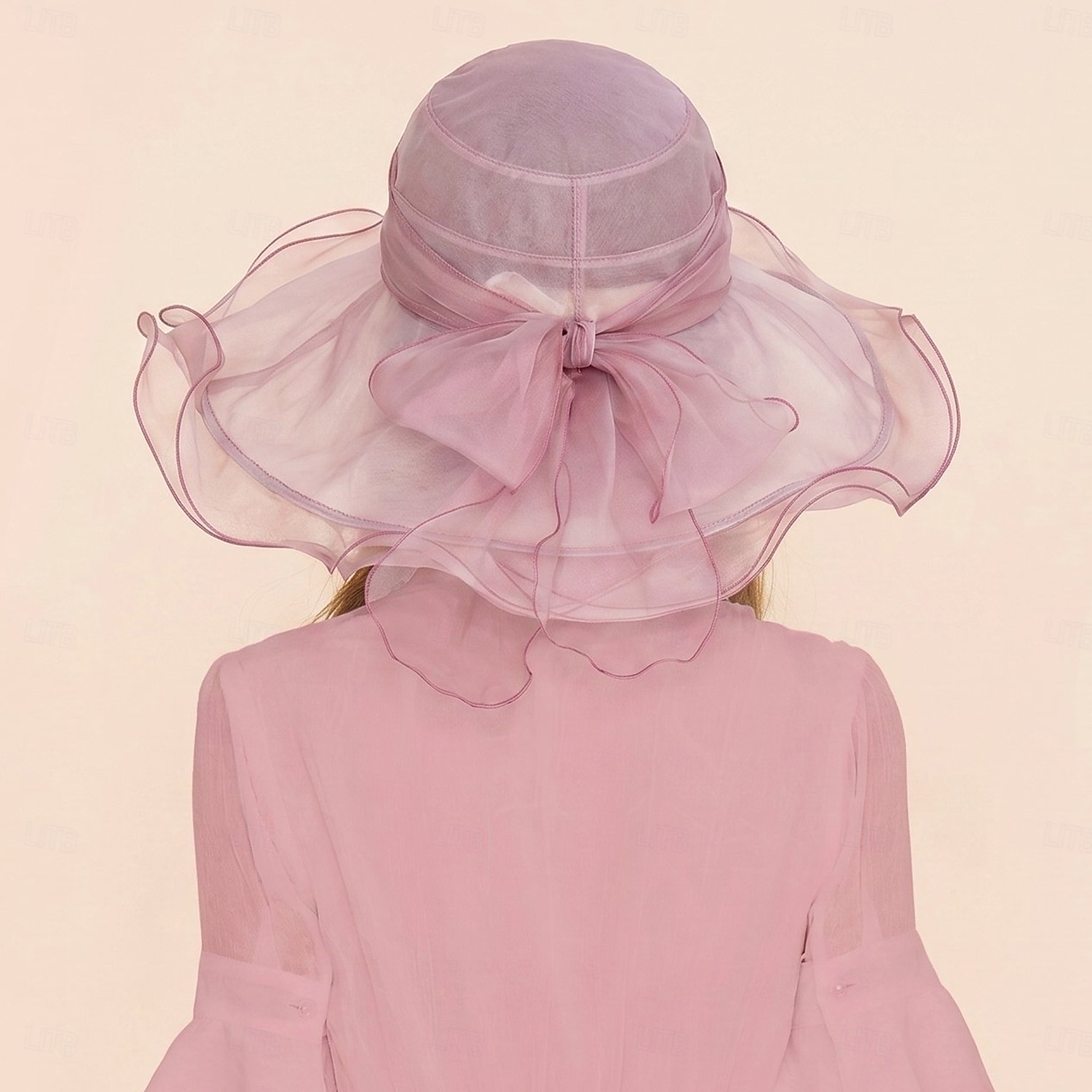 hoed Organza Zomerhoed Slappe hoed Bruiloft Elegant Romantisch Dame Met Strik Helm Hoofddeksels 2026 - $63.99 –P11