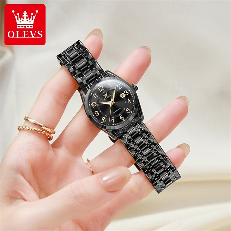 OLEVS Women's Watch Silver Stainless Steel Bracelet Black Dial Arabic Numerals Analog Quartz Watch with Date Display Waterproof Fashion Ladies Dress Watch for Women 2026 - $38.99 –P14