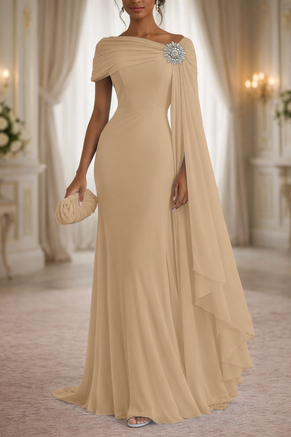 Linea ad A Abito Lunghezza al pavimento Abito da invitata a nozze Abito Formale Abito da sera Abito da cerimonia per signora Senza Maniche Scollo a Barca Elegante Semplice Formale Ospite di nozze del 2026 a $149.99 –P1