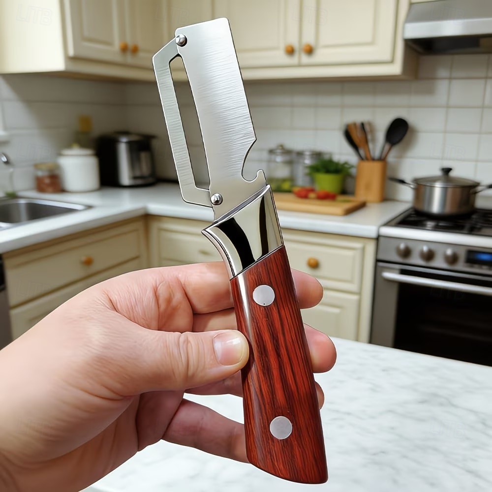 Conjunto de 2 descascadores e abridores de garrafa multifuncionais em aço inoxidável, utensílio de cozinha 2 em 1, descascador resistente para frutas e legumes como batatas, cenouras, pepinos e maçãs, de 2026 por $19.99 –P4