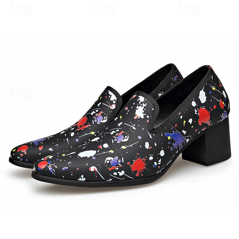 Scarpe eleganti da uomo slip-on con stampa astratta e punta affusolata, calzature di tendenza per uomini alla moda, ideali per feste, banchetti, balli di fine anno ed eventi serali di moda. del 2026 a $59.99 –P2