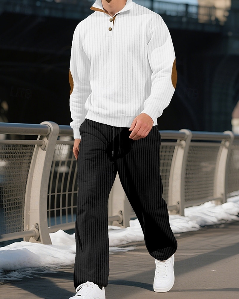 Men's Tracksuit Jogging Suit Workout Suits Drawstring with Pocket Solid Colored Athletic Clothing Set Fall Black White Outdoor Travel Sports Windproof Warm Breathable Long Sleeve Sport Activewear 2026 - $51.99 –P13