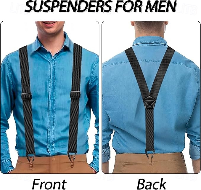 Hosenträger für Herren mit 3 Clips, verdeckt unter der Kleidung zu tragen, mit 3 Druckknopfschlaufen (3,8 cm breit), Y-förmiger, verstellbarer Gurt, ideal für Bergsteigen und Outdoor-Aktivitäten. 2026 - $12.99 –P2