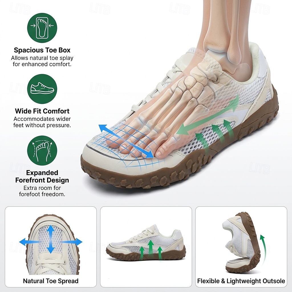 Tênis masculino branco minimalista - modelo com biqueira larga e ajuste amplo em mesh - leve e respirável, ideal para caminhadas, viagens, uso diário e atividades casuais ao ar livre. de 2026 por $46.99 –P1