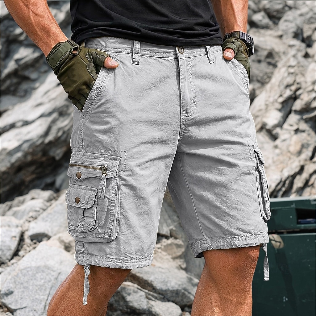 Homens Bermuda Cargo Shorts de trabalho Shorts de Trilha Perna Cordão Bolso multi 6 Bolso Tecido Curto Casual Esportes Para Noite Roupa de rua Clássico Azul Cáqui Sem Elasticidade de 2026 por $37.99 –P12