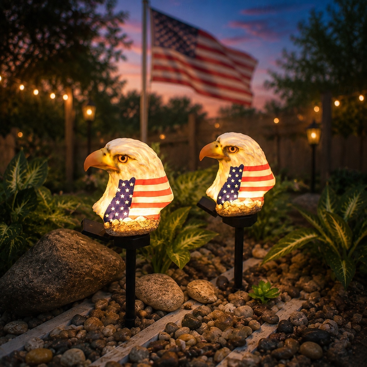 2 stuks adelaar solar tuinverlichting, Amerikaanse vlag LED-prikkers voor buiten, 250e jubileum, 4 juli, Onafhankelijkheidsdag, waterdichte Amerikaanse vlag, geschikt voor tuin, terras, gazon, pad en feestelijke decoratie. 2026 - $23.99 –P3