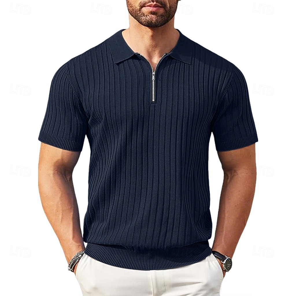 Pánské Polokošile Polo na zip Ležérní Denní Klopa Krátký rukáv Módní Základní Bez vzoru Lehká váha Čtvrtletní zip Léto Jaro Černá Bílá Námořnická modř Khaki Armádní zelená Polokošile 2026 - $24.99 –P6