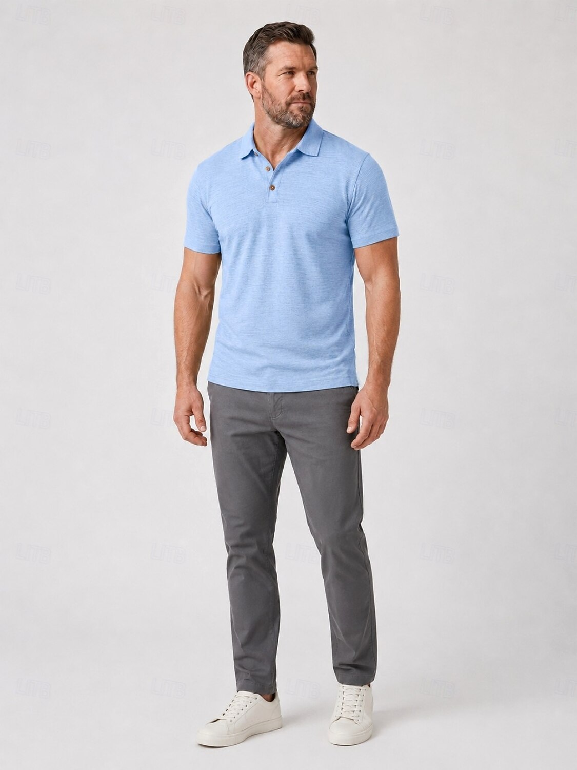 Polo en lin pour homme - manches courtes - noir, vert, bleu clair de 2026 ? $33.99 –P5