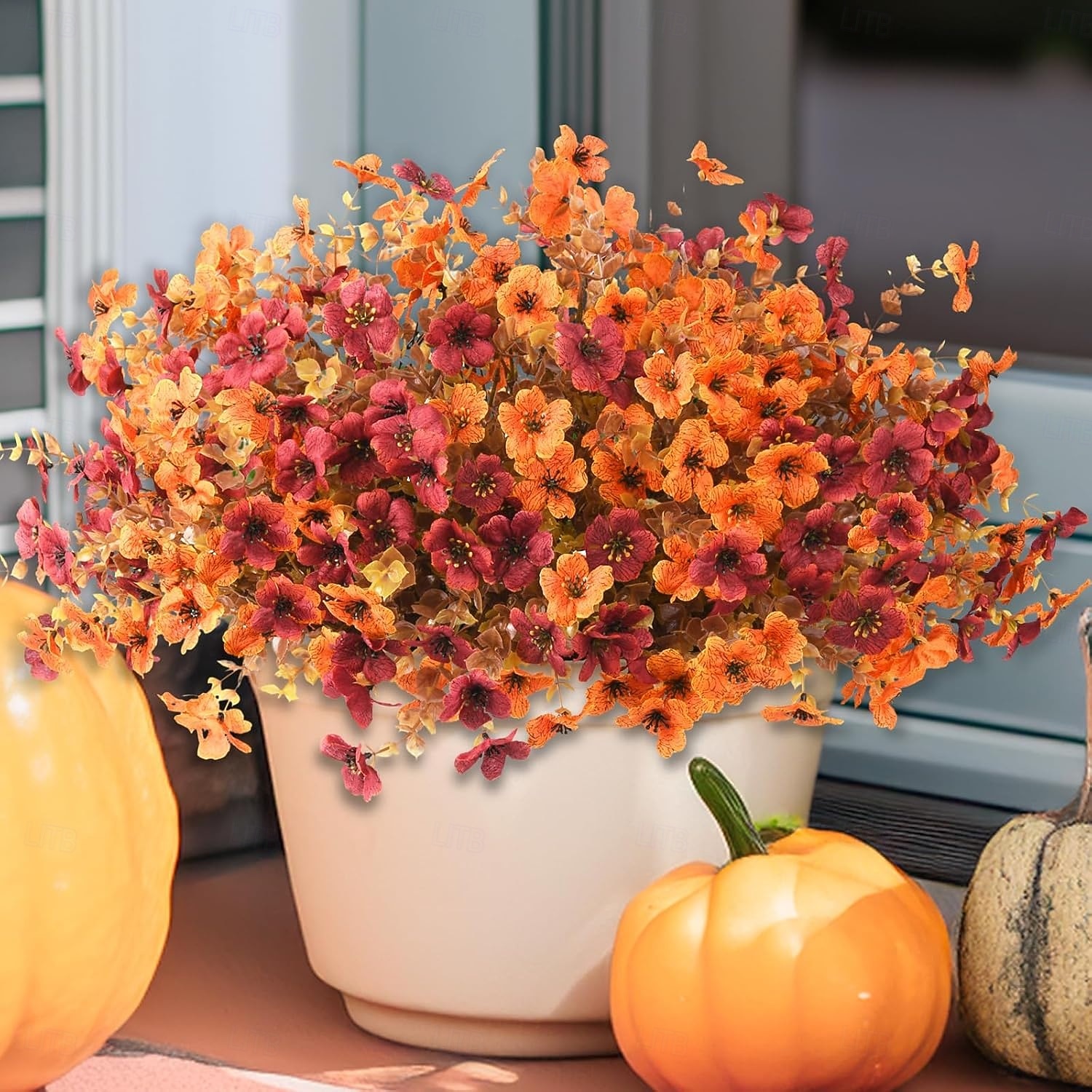 12 Bundles Fall Artificial Mums Flowers for Outdoor Fake Plants ...