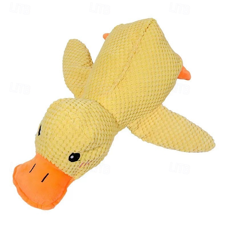 cane che dorme con un abbraccio di cane giocattoli a forma di anatra per alleviare la noia della piccola anatra gialla bambola di peluche interattiva forniture per animali domestici del 2026 a $15.49 –P6