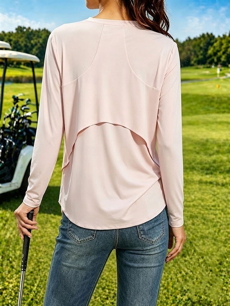 Mujer Dispersor de humedad Secado rápido Camiseta Tee Sensación de frescura Elegante Clásico Manga Larga Cuello Barco Tops regulares Casual Diario Gimnasia Negro Blanco Rosa Gris Verano Primavera 2026 - $21.99 –P2