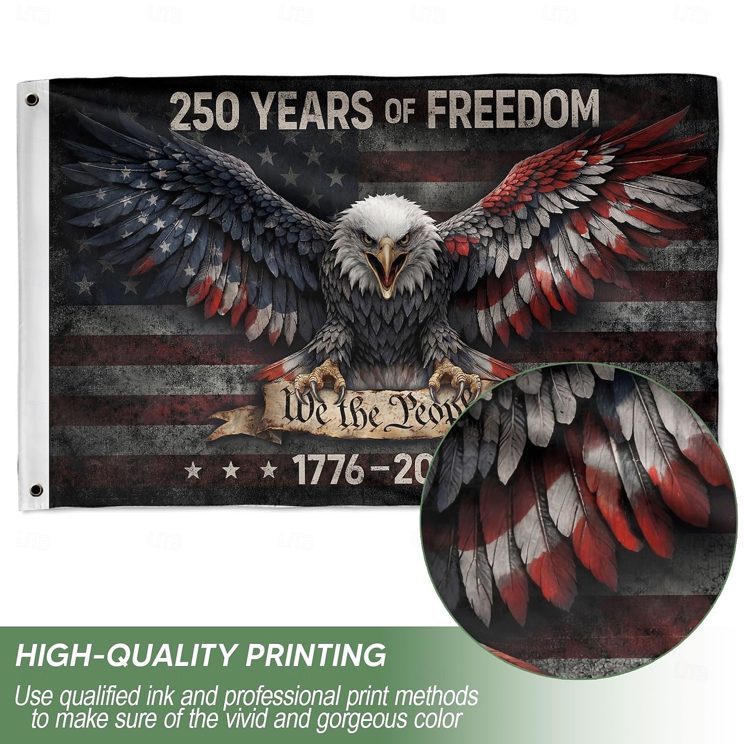 Bandiera americana per il 250° anniversario, 90x150 cm, stampata su entrambi i lati, bandiere per i 250 anni di libertà, stendardo per il 250° anniversario americano, bandiera americana con aquila del 2026 a $19.99 –P2