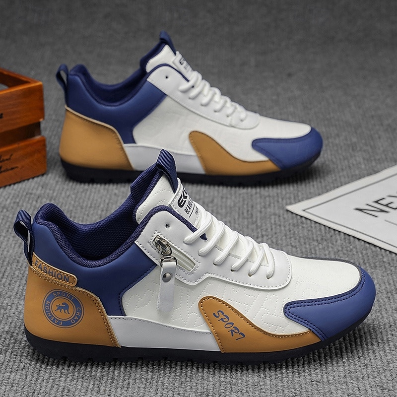 Zapatillas bajas de hombre con bloques de color, calzado informal con cordones para caminar, estilo deportivo retro para viajes, actividades al aire libre y uso diario. 2026 - $32.99 –P10