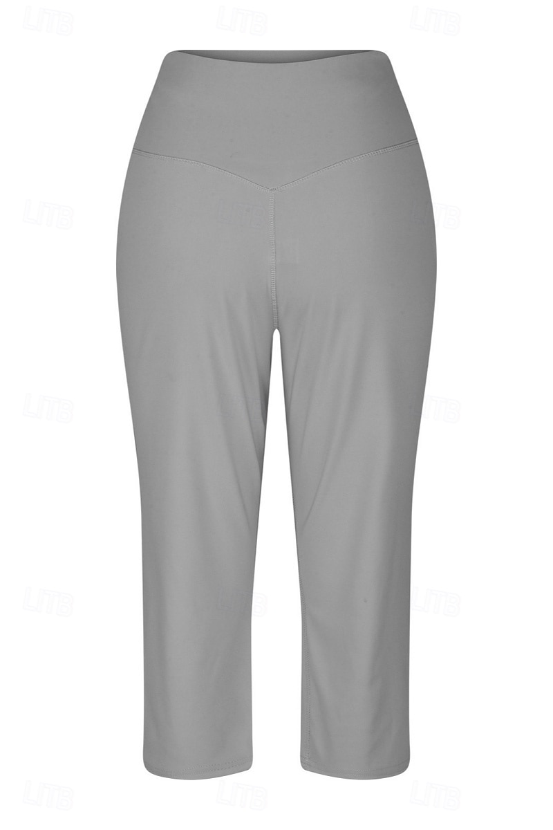 Women's Wide Leg Chinos Vacation Classic Style Basic Capris High Waist Plain Pocket Comfy Comfort Soft Stretchy Casual Gym Yoga Apricot Black White Army Green Spring Regular Fit 2026 - $8.49 –P16