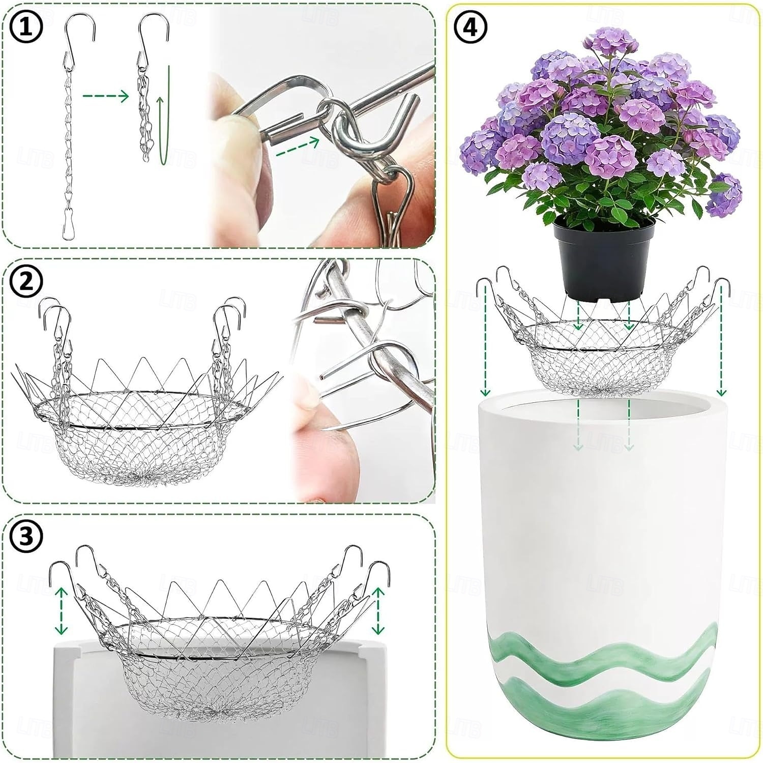 Suporte ajustável para vasos grandes, feito em aço inoxidável resistente à ferrugem, tamanho universal de 30 a 45 cm (12 a 18 polegadas), eleva as plantas para reduzir o uso de terra, ideal para de 2026 por $15.99 –P8