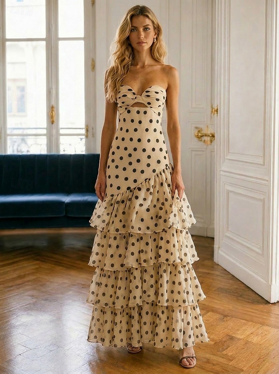 A-Line Floor Length Prom Dresses Elegant Celebrity Style Princess Sleeveless Sweetheart Garden Party Wedding Chiffon with Ruched Ruffles Print 2026 - $195.99 –P1