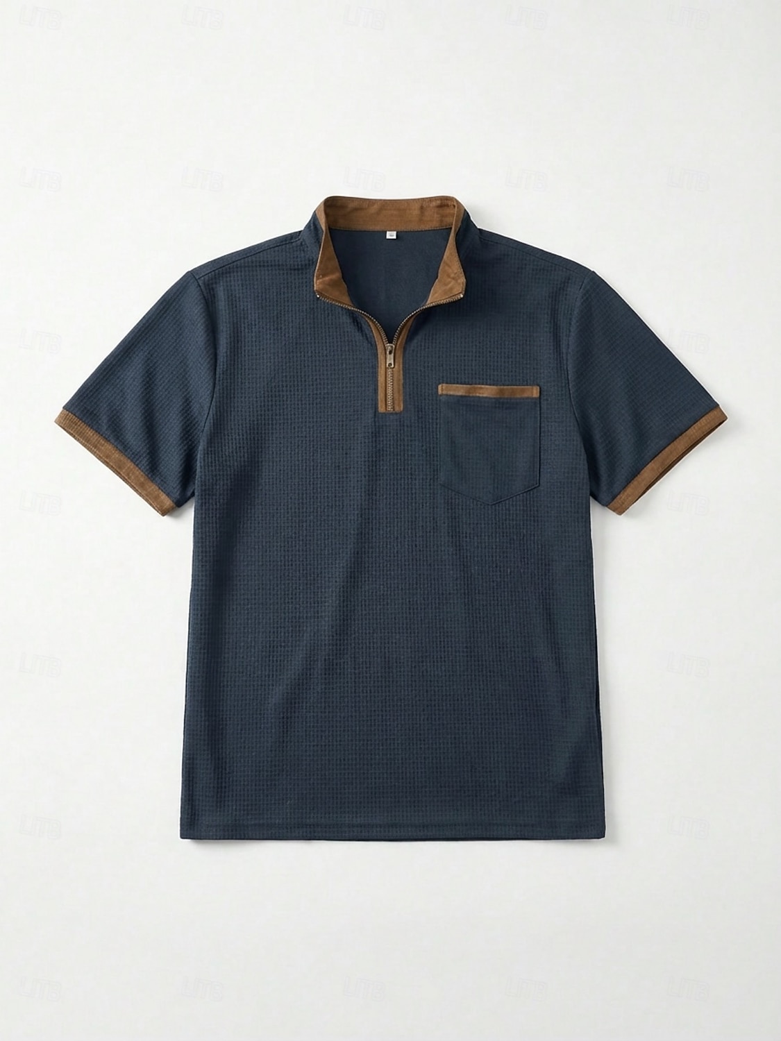 Homme Chemises Polo Gaufre Texturé Occasionnel Vacances Revers Zip quart Manche Courte Mode Basique Uni Bloc de Couleur Printemps & Été Été Printemps Coupe régulière Noir Blanche bleu marine Kaki Gris de 2026 ? $20.99 –P11