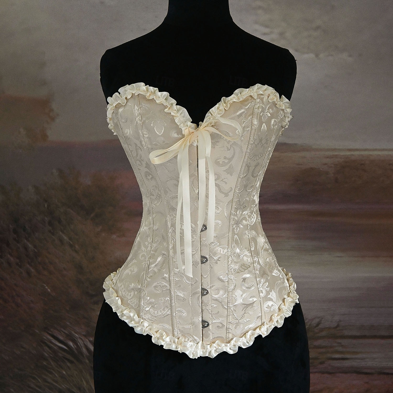 Medieval Renaissance Corset Overbust Corset Noblewoman Jacquard Lace up Floral Fancy Dress Women's Royal Halloween Carnival Renaissance Fair LARP Adults' Corset Spring & Summer 2026 - $36.99 –P1