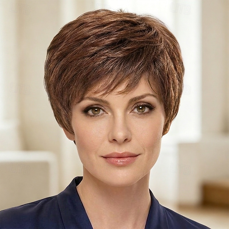Parrucca corta biondo cenere con taglio pixie e radici scure - capelli sintetici testurizzati a strati per donna, parrucca affusolata e di tendenza per l'uso quotidiano. del 2026 a $29.99 –P5
