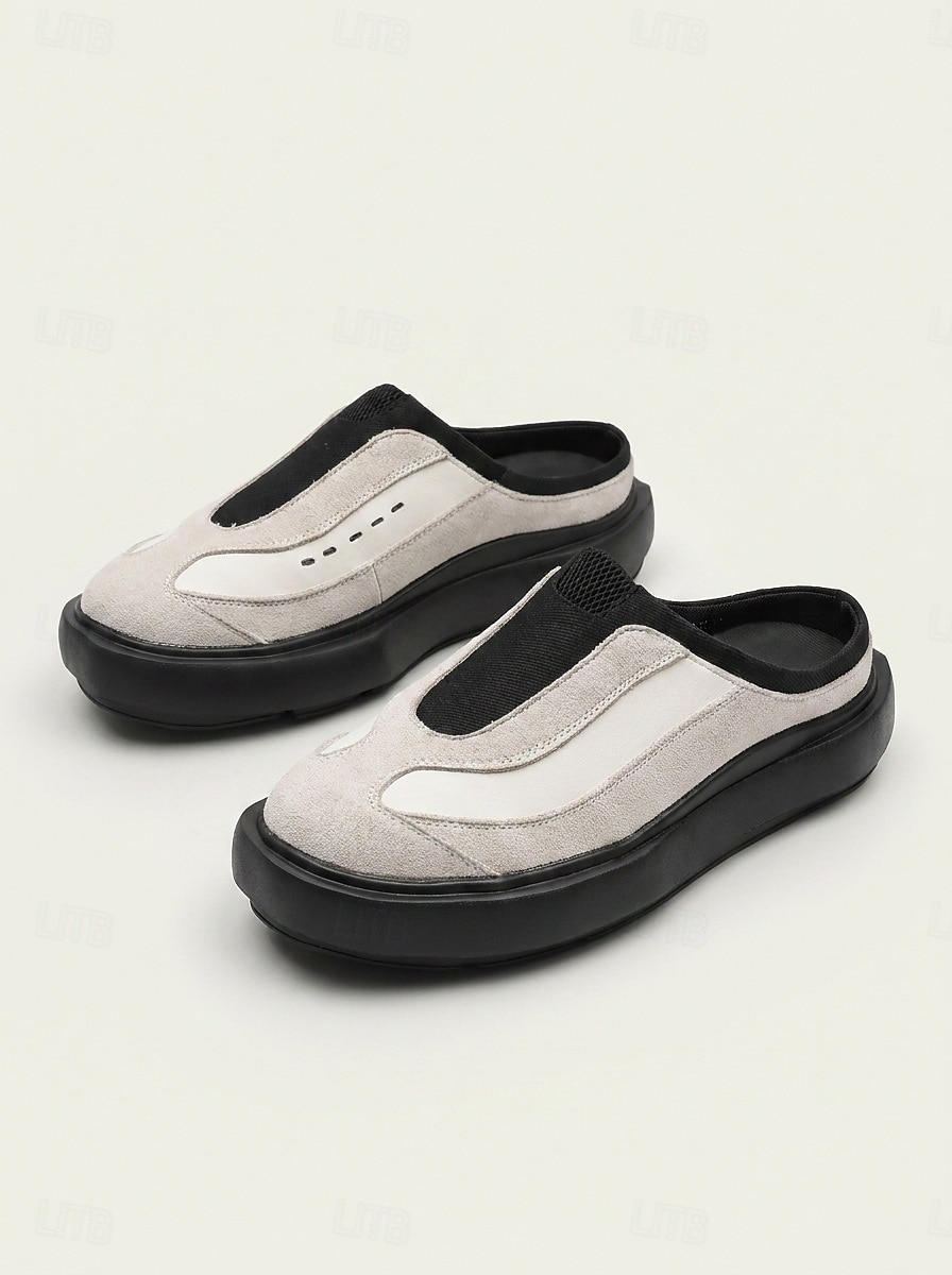 Men's Black & White Mule Sneakers - Slip-On Backless Comfort Walking Shoes - Casual Island & Cruise Footwear for Travel, Deck Strolls and Summer Leisure 2026 - $64.99 –P4