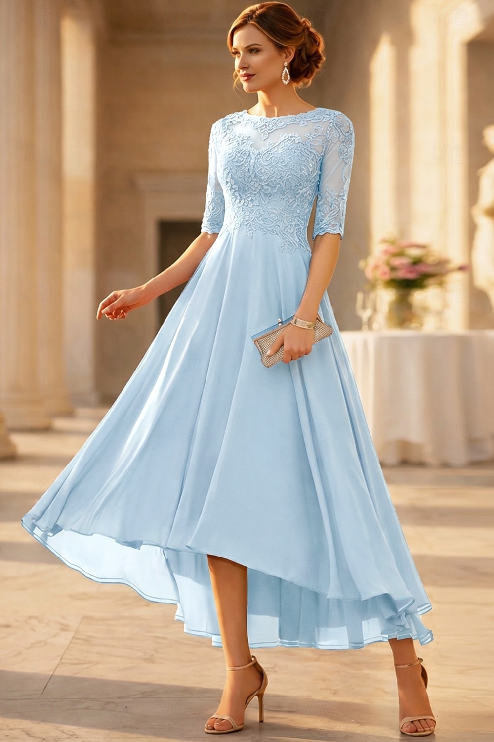 Linea ad A Lunghezza alla caviglia Vestito da Festa Abito da Cocktail Abito da invitata a nozze Abito da cerimonia per signora Mezza Manica Girocollo Elegante Ospite di nozze Ricevimento di del 2026 a $172.99 –P8