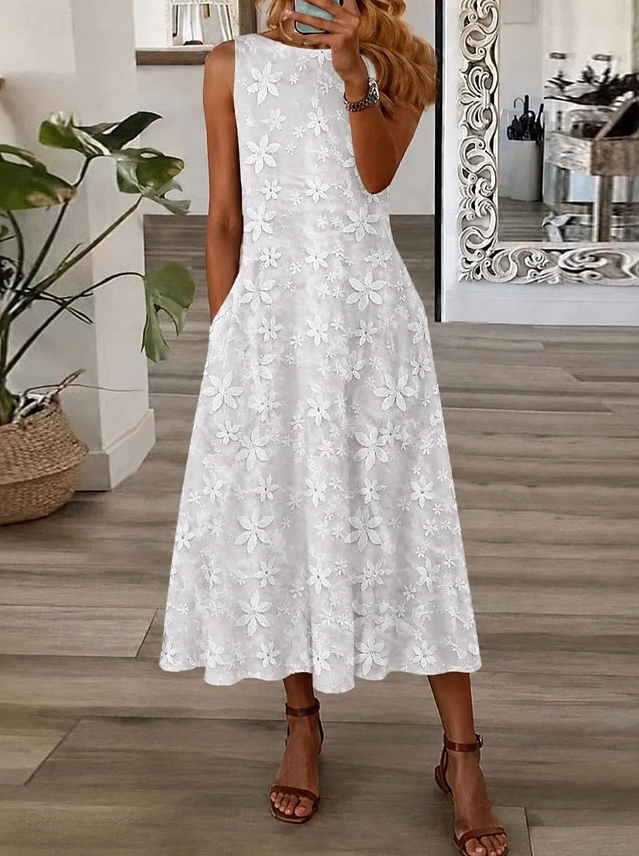 boat neck midi dress white Casina Midi Dress