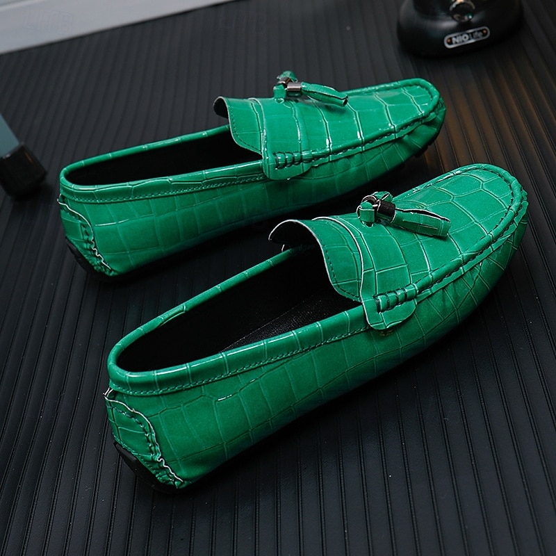 Rode heren loafers met krokodillenprint en kwastjes – elegante geklede schoenen, ademend leren instapmodel – geschikt voor kantoor, avondfeesten en speciale gelegenheden 2026 - $42.99 –P6