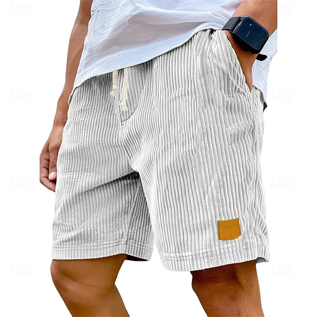Homens Calção Shorts casuais Shorts de veludo cotelê Com Cordão Cintura elástica Côr Sólida Conforto Comprimento do joelho Diário Ao ar livre Streetwear Férias Moda Cáqui Preto Micro-Elástica de 2026 por $21.99 –P2