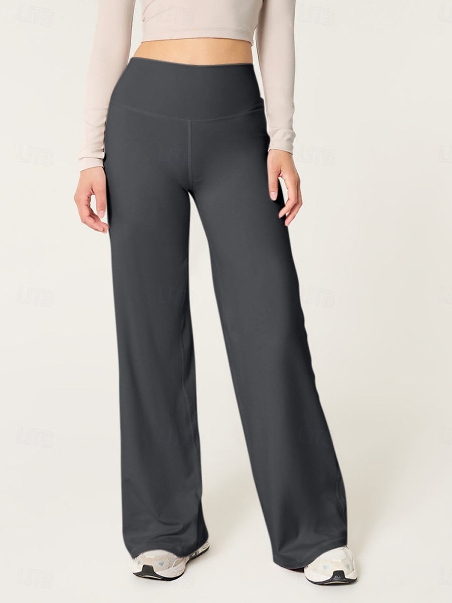 Dames Yoga broek Breed Been Vrijetijdsbroek Casual / sportief Volledige lengte Hoge taille Effen Comfortabel Comfort Zacht Hoge Elasticiteit Buitensporten Fitness Donker-Grijs Zwart Roze Wijn Lente 2026 - $22.99 –P13