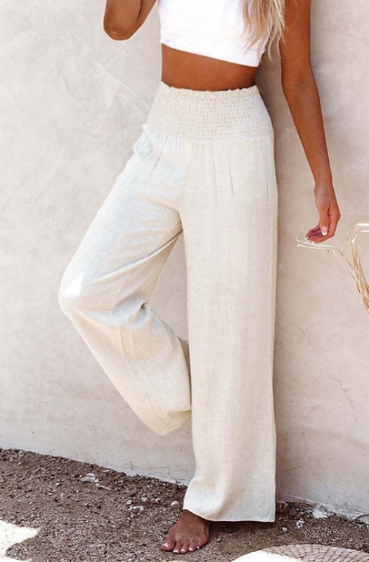 Damen Weites Bein Urlaub Stilvoll Volle Länge Hohe Taille Plissiert Komfort Dehnbar Täglich Strand Violett Marineblau Khaki Schwarz Sommer Frühling Lässiger Schnitt 2026 - $24.99 –P1