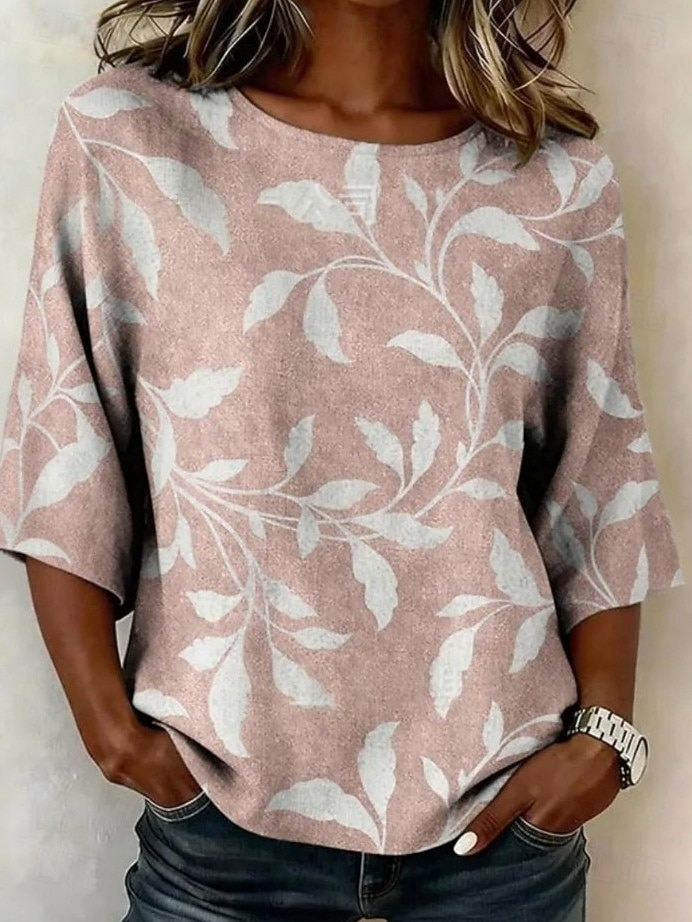 Per donna Blusa Stampato Floreale Grafico Bohemien Vintage Tropicale Manica 3/4 Girocollo Top Regolari Casuale Quotidiano Abbigliamento da vacanza Blu Rosa Rosso Verde Estate Primavera Autunno Inverno del 2026 a $31.99 –P2