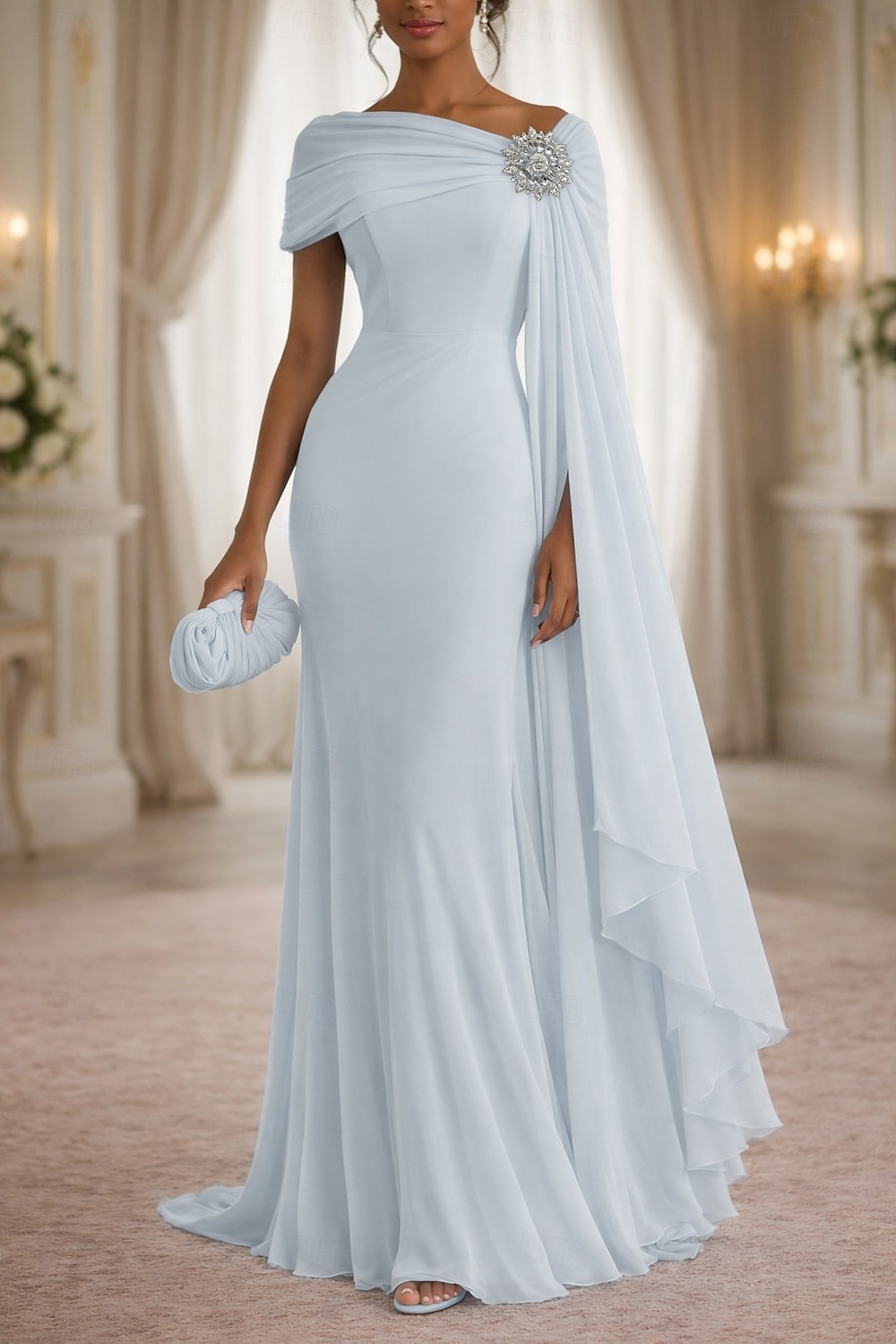Linea ad A Abito Lunghezza al pavimento Abito da invitata a nozze Abito Formale Abito da sera Abito da cerimonia per signora Senza Maniche Scollo a Barca Elegante Semplice Formale Ospite di nozze del 2026 a $149.99 –P3