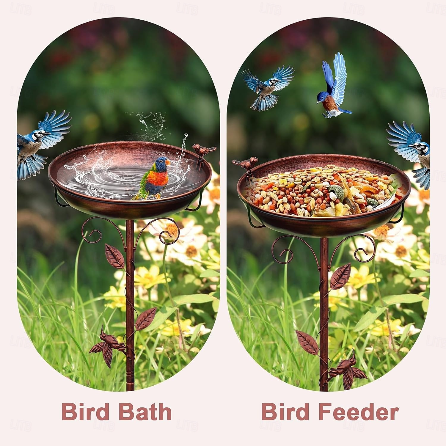 Metal Bird Bath for Outside with 2 Bird Decor, Hummingbird on Pole & Sparrow on Bowl, 98cm 38.5 Inch Height Garden Birdbath, 30cm 12 Inch Antique Bronze Freestanding Birdfeeder Bath for Yard Patio 2026 - $33.99 –P5