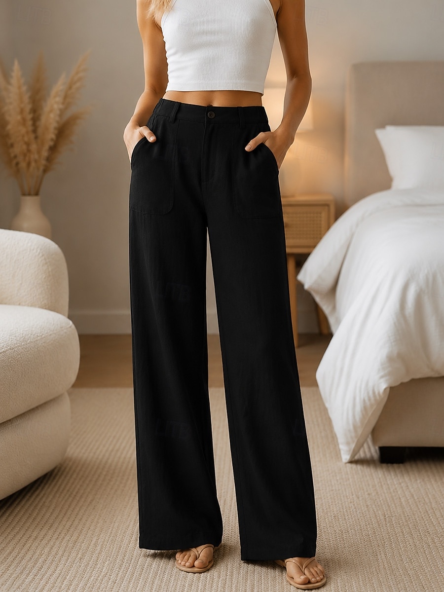 Women's Wide Leg Dress Pants Elegant Fashion Full Length High Waist Plain Comfort Khaki Black Coffee Summer Spring Fall 2026 - $37.99 –P3