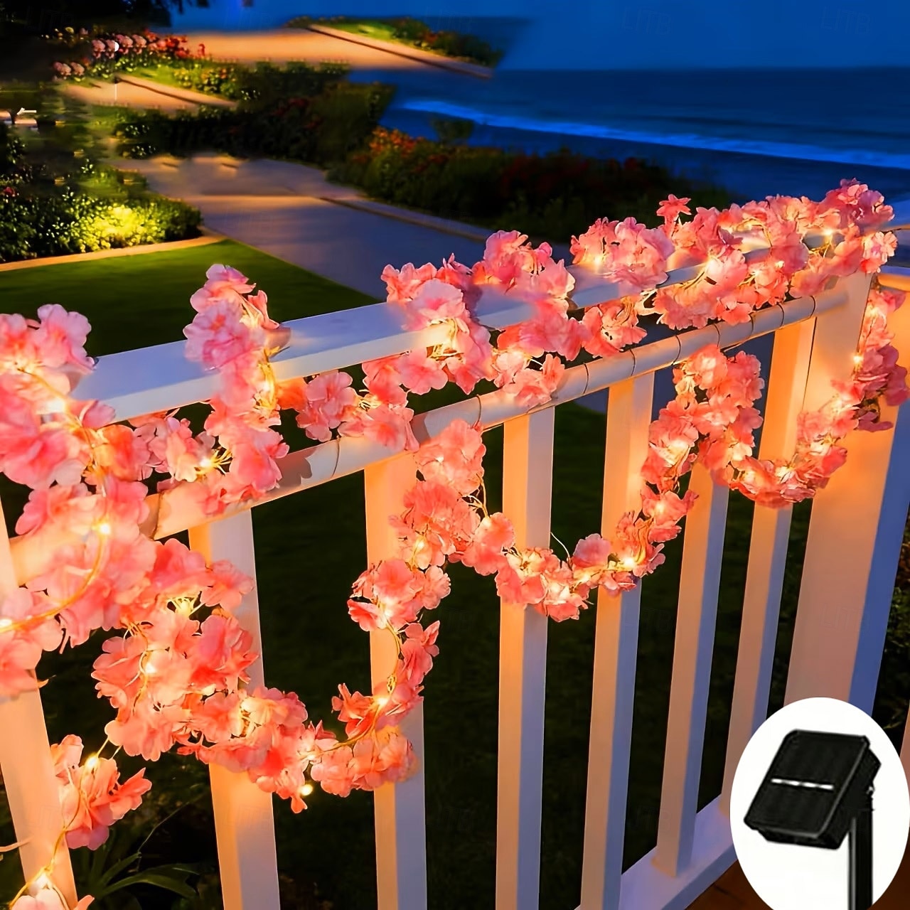 Luci a LED a filo di rame con simulazione di fiori di ciliegio rosa, alimentate a energia solare, lunghezza 2 m/5 m, ideali per matrimoni, feste di Natale, decorazioni per la casa, balconi, giardini, del 2026 a $16.49 –P1