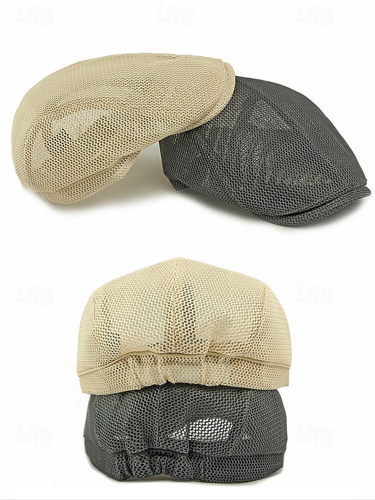 Herren-Baskenmütze aus Polyester-Mesh, atmungsaktive, verstellbare Schirmmütze in verschiedenen Farben für Outdoor-Aktivitäten wie Angeln, Reisen, Urlaub und den Alltag. 2026 - $14.99 –P6