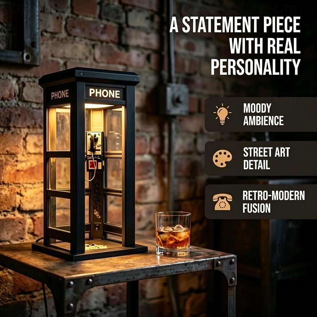 Vintage Phone Booth Ambient Lamp, Retro Classic Design Warm LED Light, Phone Booth Lamp for Bedroom, Home Office, Study & Bar Decor 2026 - $30.99 –P7