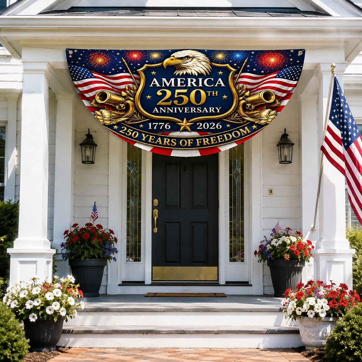 USA 250. Jahrestag (1776–2026) – Wimpelkette, halbrunder Fächer, patriotische amerikanische Wimpelkette für den Außenbereich, ideal für Haus, Veranda, Garten oder als Dekoration zum Unabhängigkeitstag. 2026 - $24.99 –P4