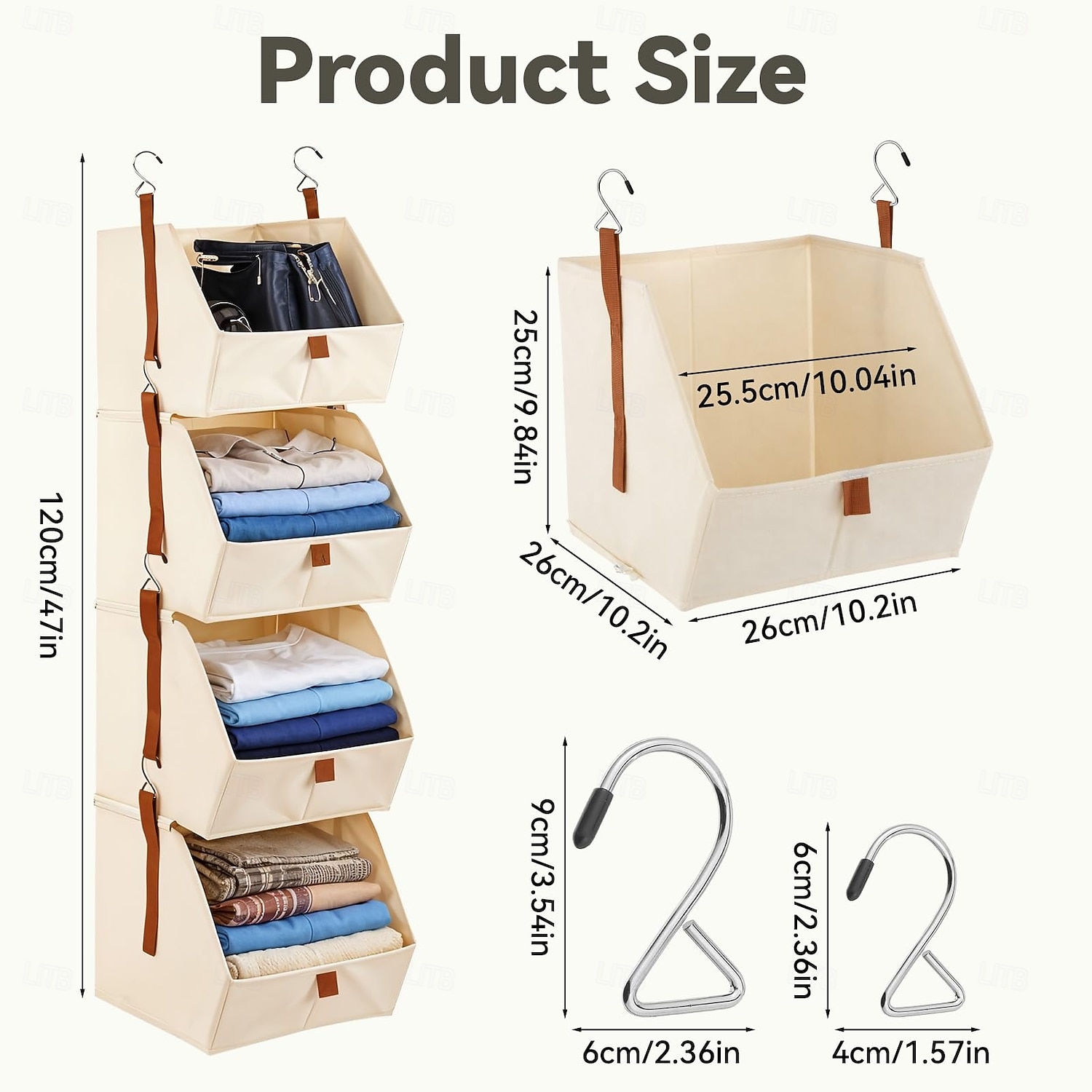 Organizzatore per armadio sospeso - 4 ripiani pieghevoli con ganci e cerniera, organizer per vestiti in tessuto, cestino salvaspazio per camper, camera da letto, lavanderia. Visita il negozio dimj. del 2026 a $32.99 –P2